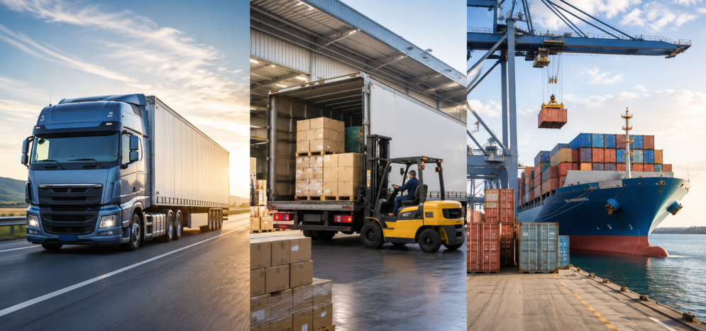 Tabla comparativa de modalidades logísticas FTL, LTL y LCL para transporte terrestre y marítimo de mercancías