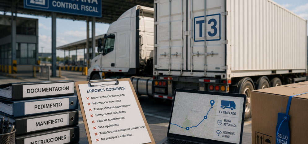 Transporte de mercancía bajo control fiscal con operación T3, seguimiento y coordinación logística de United International Transport.