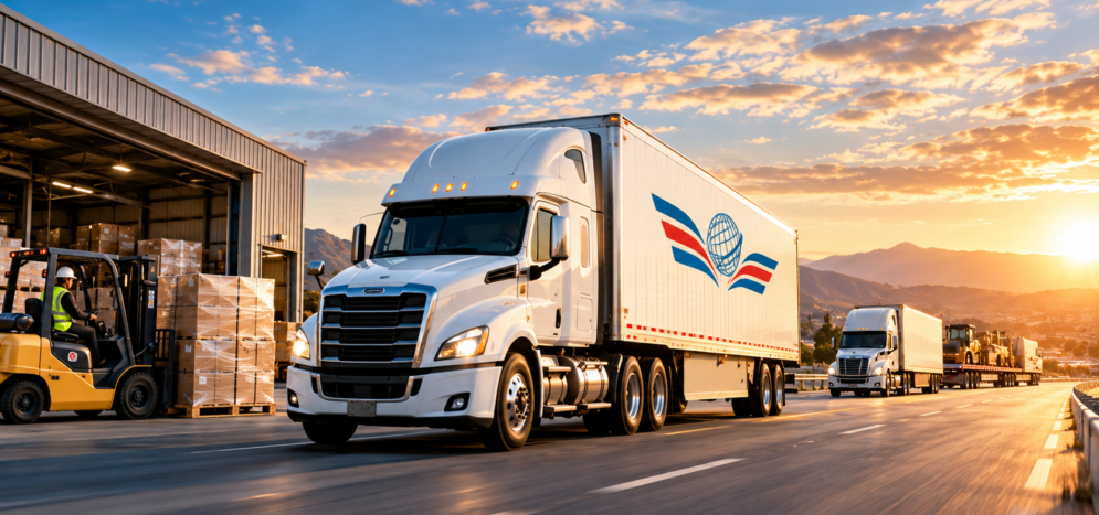 Transporte de mercancías con tráiler, carga en pallets y soluciones logísticas de United International Transport